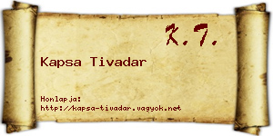 Kapsa Tivadar névjegykártya